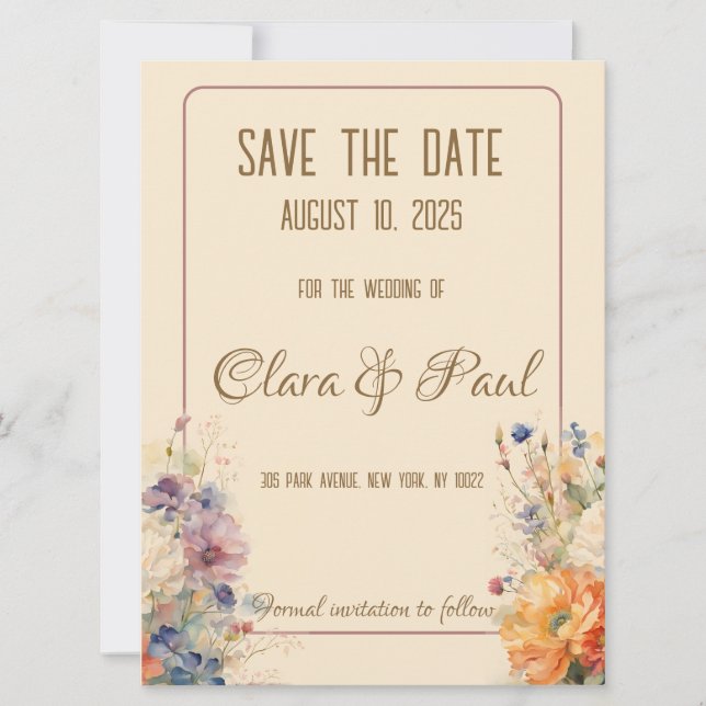 Spring floral  save the date (Front)
