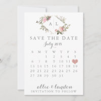 Spring Floral Save The Date Calendar
