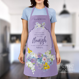 Spring Floral Scripture Elegant Personalised Apron