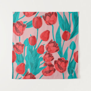 Spring floral seamless pattern with hand drawn tul tapestry