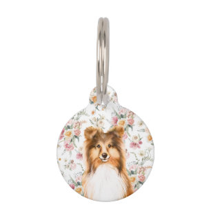 Spring Floral Shabby Chic Personalised Pe Pet Tag