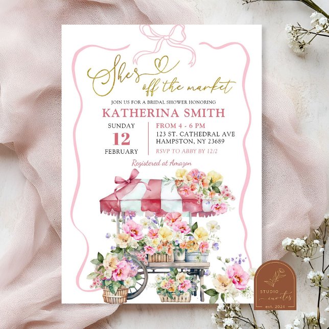 Spring Floral She's off the Market Bridal Shower Invitation (Creator Uploaded)