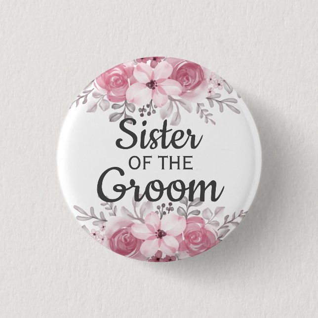 Spring Floral sister of the groom Button (Front)