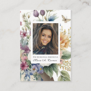 Spring Floral Spanish Funeral Prayer Place Card