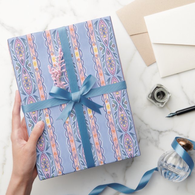 Spring Floral Stripe Wrapping Paper (Gifting)