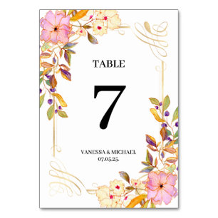 Spring Floral Table Number Card