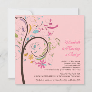 Spring Floral Tree Baby Shower Invitation