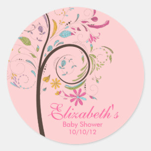 Spring Floral Tree Baby Shower Sticker