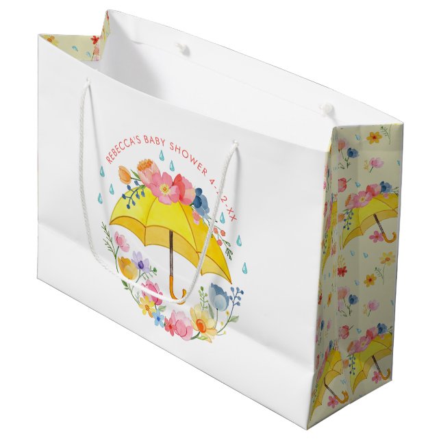 Spring Floral Watercolor Baby Shower Gift Bag – Ap (Front Angled)