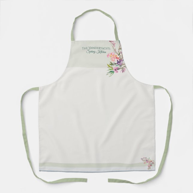 Spring Floral Watercolor Botanical Apron (Front)