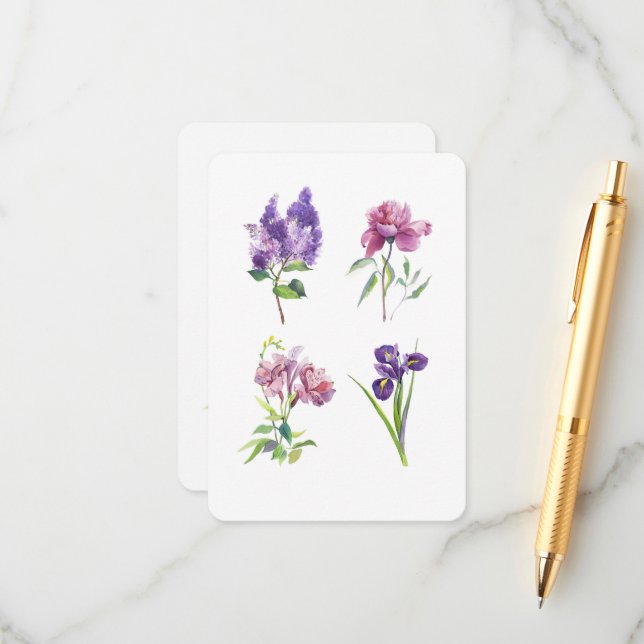 Spring Floral Watercolor – Botanical Flowers Enclosure Card (Front/Back In Situ)