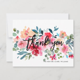 Spring Floral Watercolor Bouquet Thank You Cards
