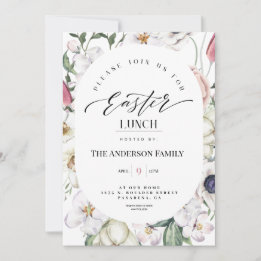 Spring Floral Watercolor Easter Lunch Invitation