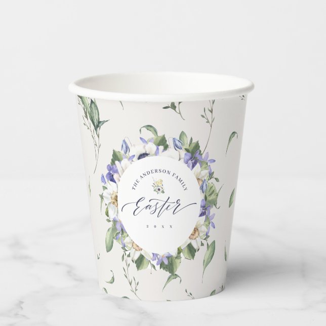 Spring Floral Watercolor Easter Paper Cups (Front)