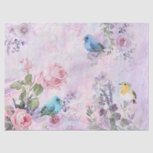 Spring Floral Watercolor Roses Bird Pink Garden  Tissue Paper