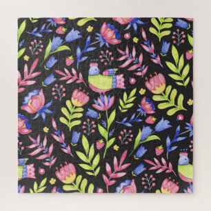Spring Floral: Watercolor Seamless Pattern Jigsaw Puzzle