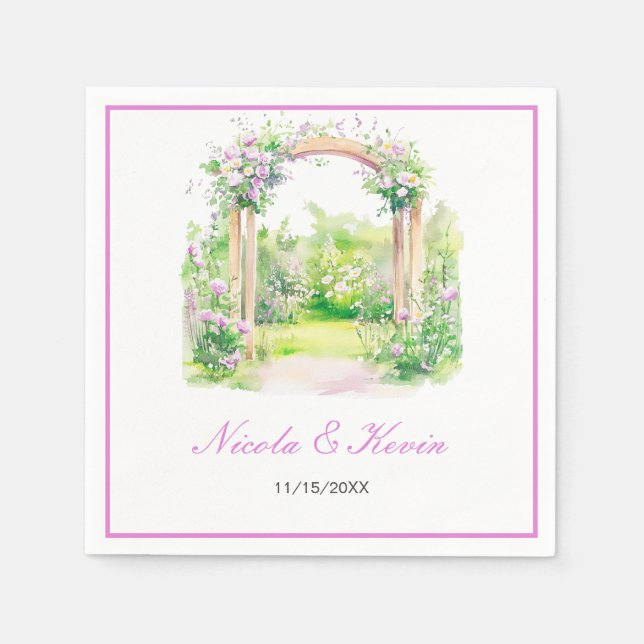 Spring Floral Wedding Arch Napkin (Front)