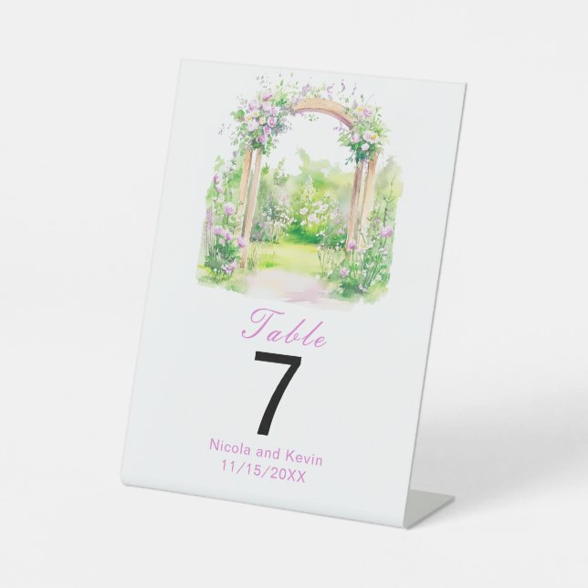 Spring Floral Wedding Arch Pedestal Sign (Front)