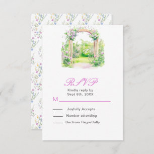 Spring Floral Wedding Arch Reception RSVP Card