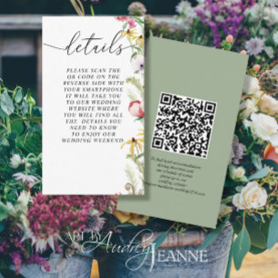 Spring Floral Wedding Details QR Code Enclosure Card