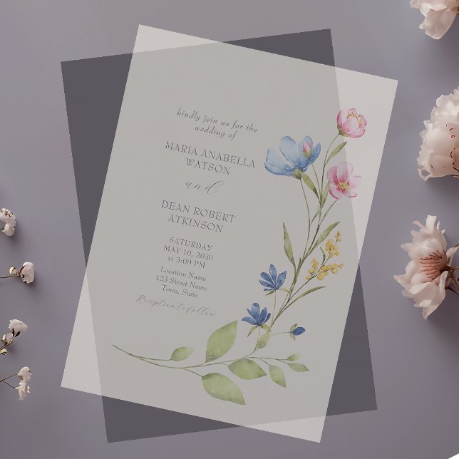 Spring Floral Wedding Frosted Acrylic Invitations (Creator Uploaded)