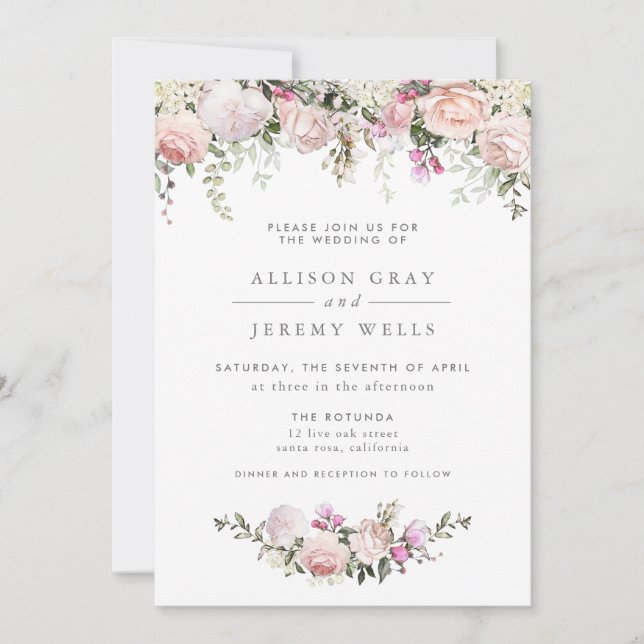 Spring Floral Wedding Invitation (Front)