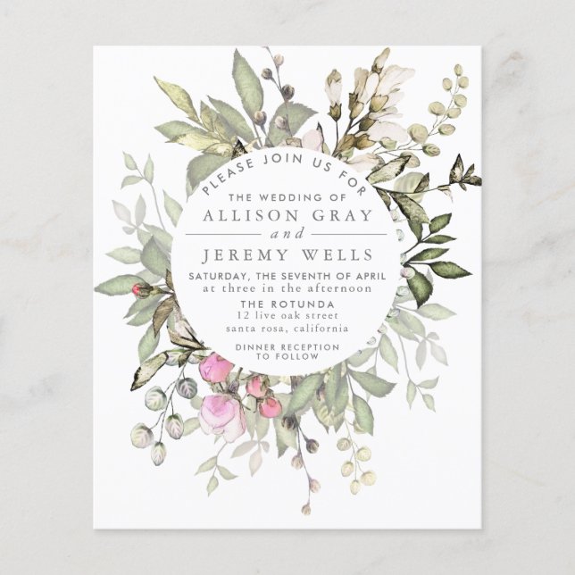 Spring Floral Wedding Invitation Flyer (Front)