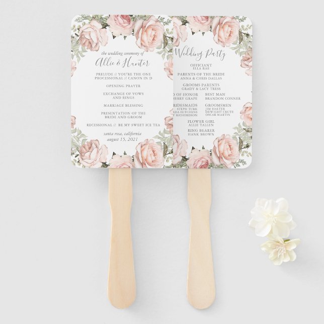 Spring Floral Wedding Program Fan (Front and Back)