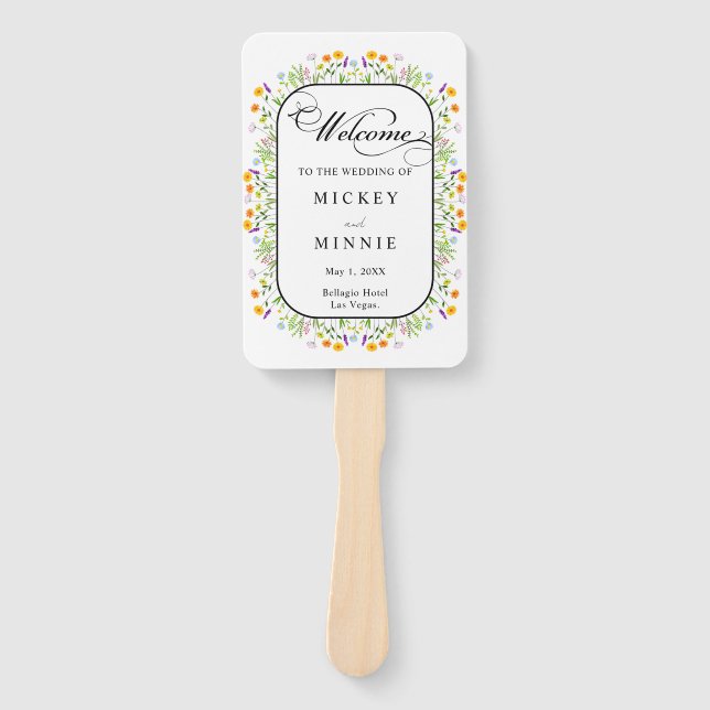 Spring Floral Wedding Program   Hand Fan (Front)
