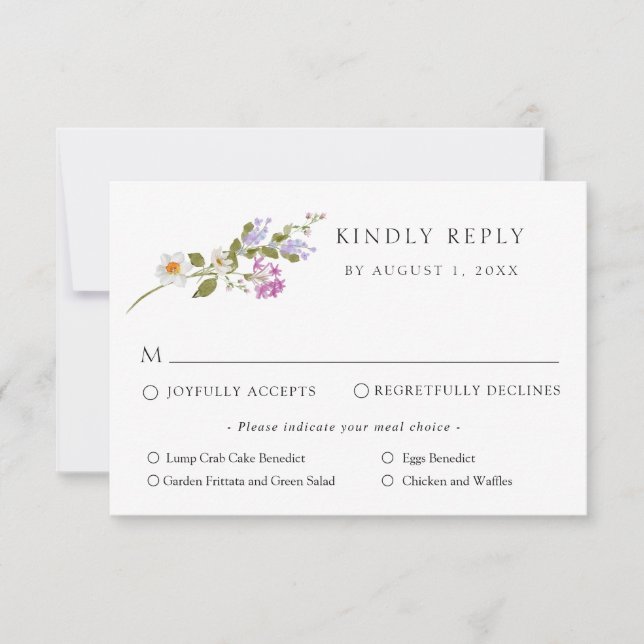 Spring Floral Wedding RSVP Response Card (Front)