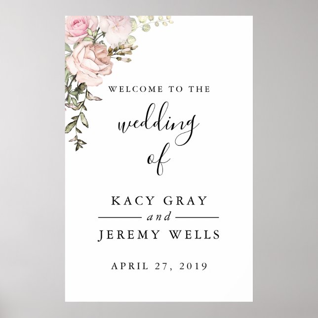 Spring Floral Wedding Sign (Front)