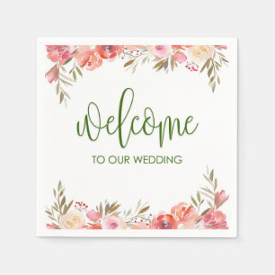 Spring Floral Welcome Cocktail Napkin
