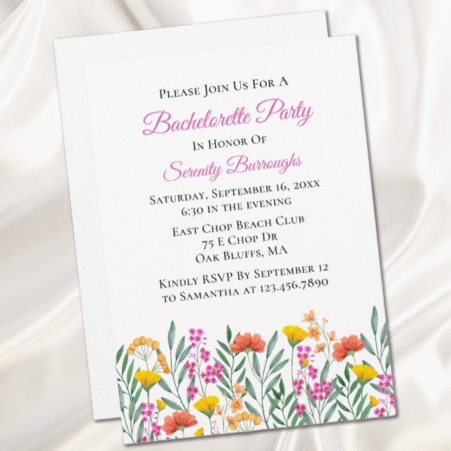 Spring Floral Wildflower Bachelorette Party Invitation (Creator Uploaded)