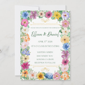 Spring Floral Wildflower Wedding Invitation 