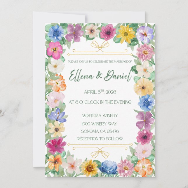 Spring Floral Wildflower Wedding Invitation  (Front)