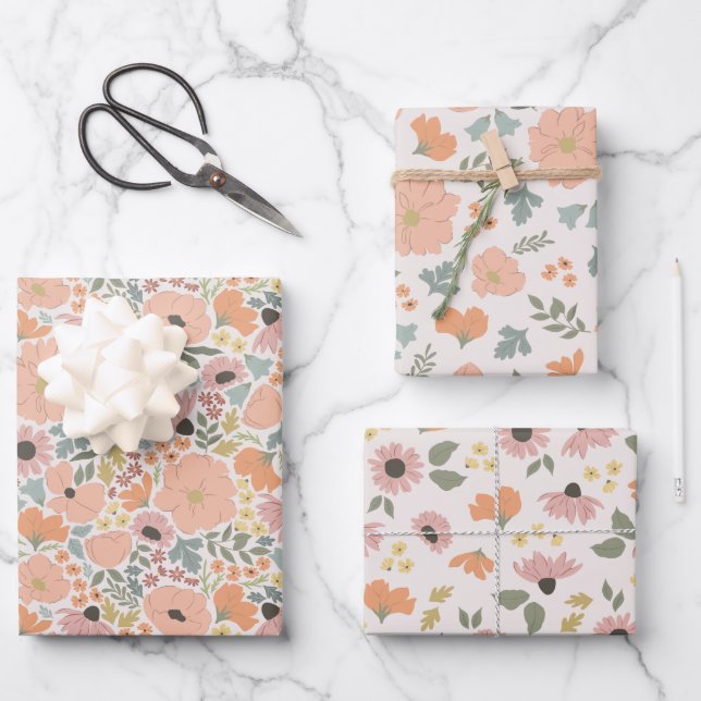 Spring Floral  Wrapping Paper Sheet (Front)