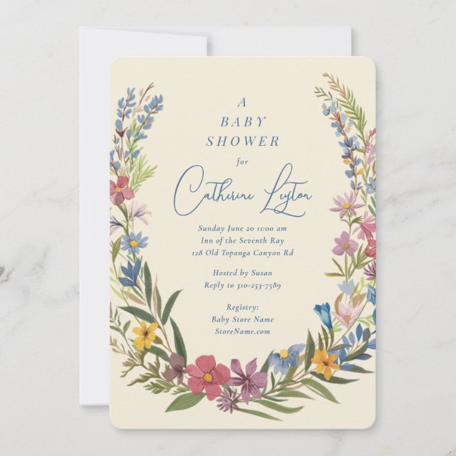 Spring Floral Wreath Baby Shower Invitation (Front)