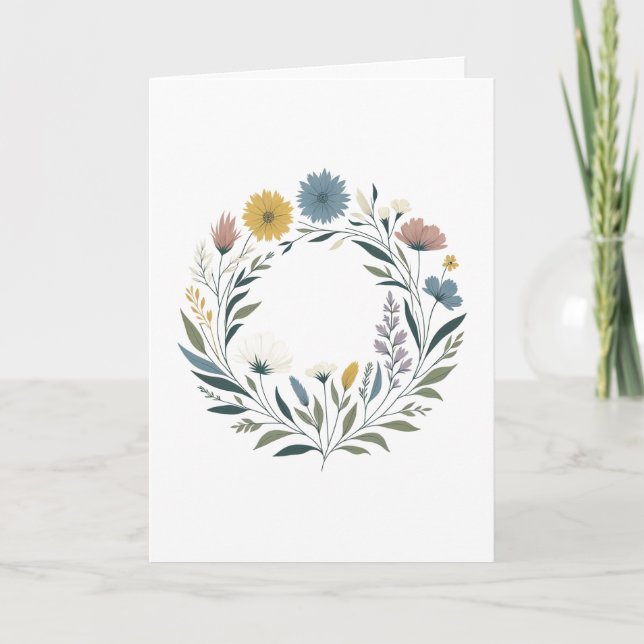 Spring Floral Wreath Card (Front)