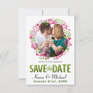 Spring Floral Wreath Custom Photo Save the Date