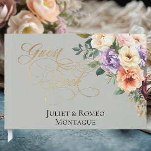 Spring Floral & Wreath Monogram - Sage Guest Book