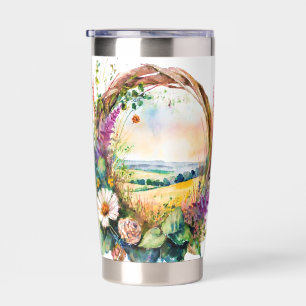 Spring floral wreath personalised insulated tumbler