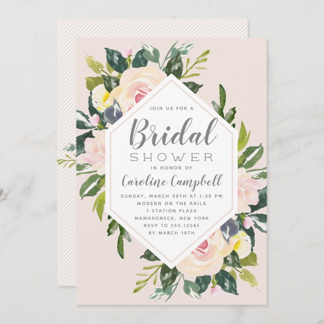 Spring Florals Blush | Bridal Shower Invitation (Front/Back)
