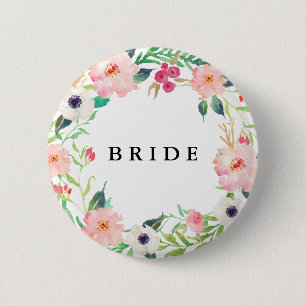Spring Florals Bride Bridal Party Wedding 6 Cm Round Badge