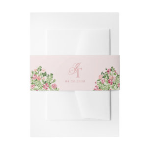 Spring Florals Elegant Initials Pink Invitation Belly Band