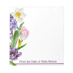 Spring Florals Name White Notepad