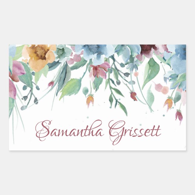 Spring Florals Rectangular Sticker (Front)