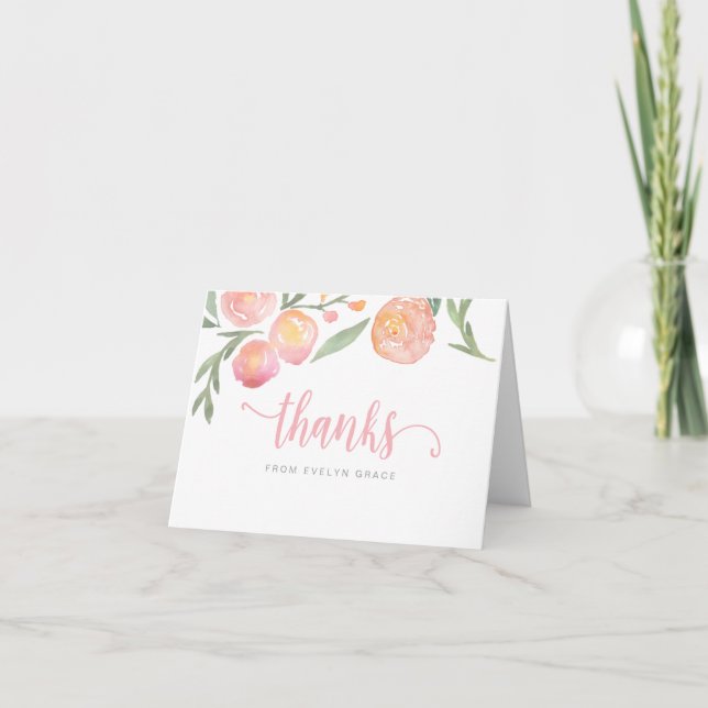 Spring Florals Thank You Note Card (Front)