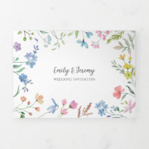Spring Florals Trifold Wedding Invitation
