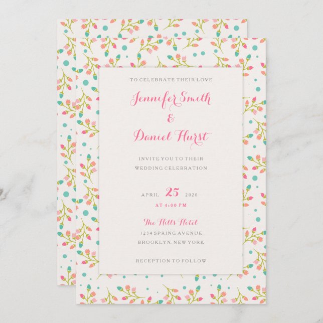 Spring Florals Wedding Invitation (Front/Back)