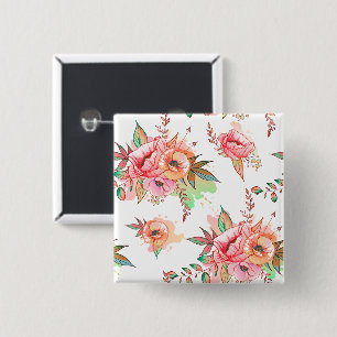 spring Flower 15 Cm Square Badge